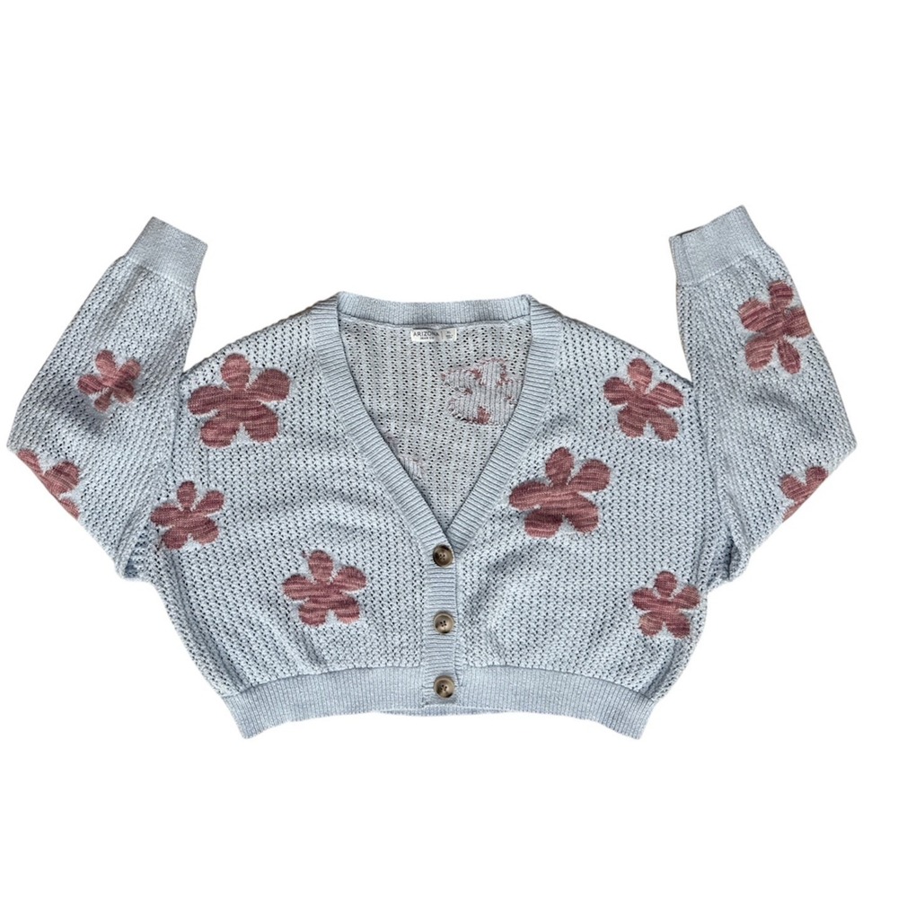 Arizona Jean Co cropped floral knit cardigan‎ XL